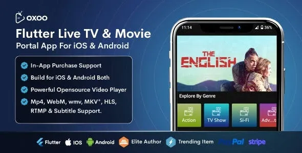 OXOO – Flutter Live TV & Movie Portal App for iOS And Android 1.2.0