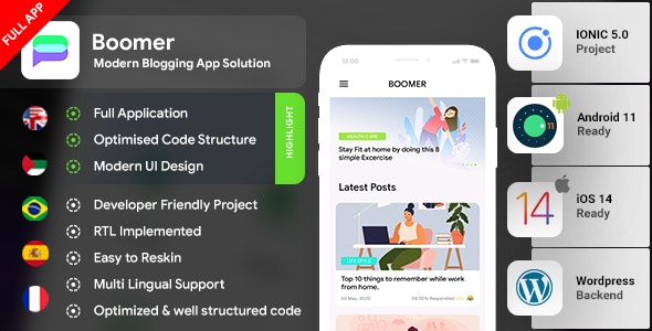 Blogging App | Blog App | WordPress News App | WordPress Blog App | Boomer App