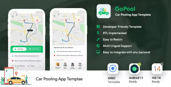 2 App Template| Carpooling App| Bike Pooling App| Ride Sharing App|Car sharing App| Gopool