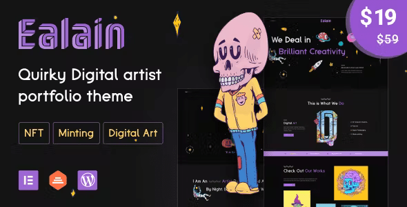 Ealain | Digital Artist Portfolio WordPress Theme + Figma 1.0.7