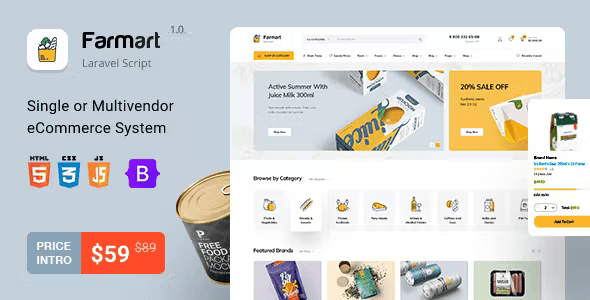 Farmart – Single or Multivendor Laravel eCommerce System 1.23.0