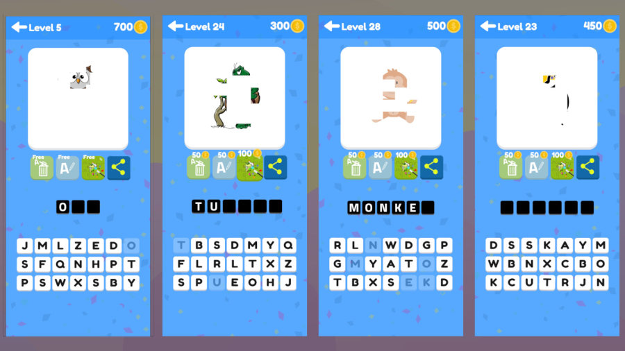 GUESS THE CHARACTER WORD PUZZLE GAME + 50 LEVELS + INAPP PURCHASE + ADMOB ADS