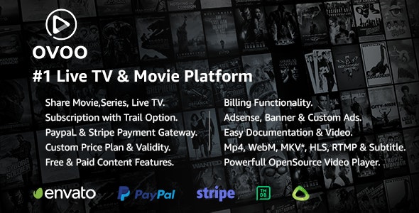 OVOO – Live TV & Movie Portal CMS with Membership System 3.4.0