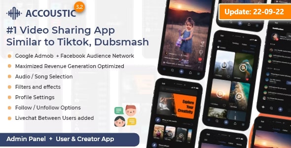 Flutter Video sharing app like tiktok dubsmash Clone – Acoustic 7.1.0