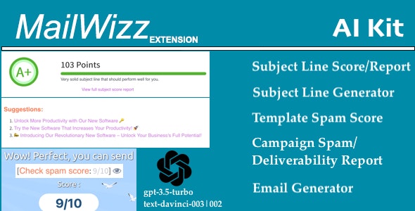 Mailwizz AI Kit – Spam and Subject Line Scoring with AI Content Generator supporting chatGPT 0.0.5