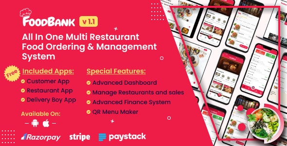 FoodBank Multi Restaurant – Food Delivery App | Restaurant App with Admin & Restaurant Panel 3.3