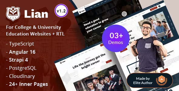 Lian – University College Education Angular 16 Theme + Admin Dashboard