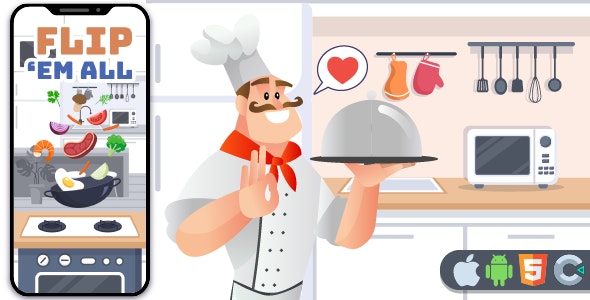 Flip Em All – Cooking HTML5 Game, Construct 3