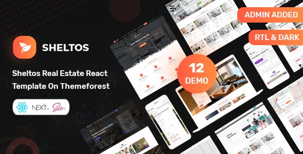 Sheltos – Real Estate React Next Js with Redux Toolkit , React Hooks  API Routes Template