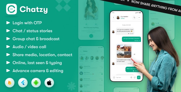 Chatzy – Whatsap Clone Chat & Call App | User App | Web App | Admin App | Inapp Subscription 1.0.11