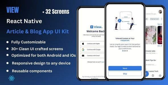 View – Article  Blog React Native Expo App Ui Kit