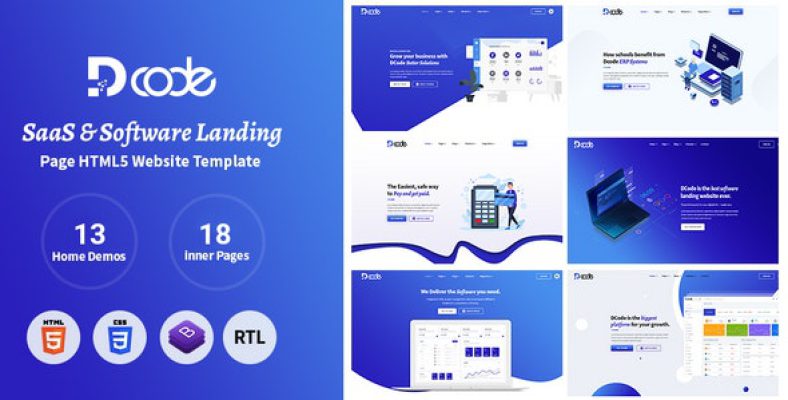 DCode – SaaS  Software Responsive Landing Page Template