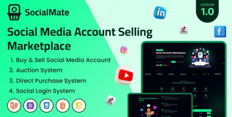 SocialMate – Social Media Account Selling Marketplace 2.1