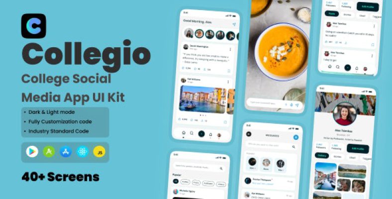 Collegio – College Social Media App React Native CLI Ui Kit