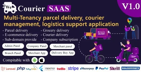 We Courier SAAS – Multi-Tenancy courier and logistics management – merchant, delivery app with admin 1.2