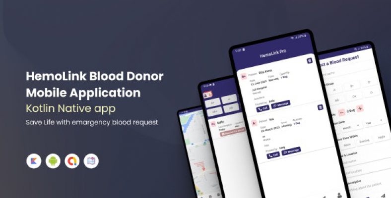 HemoLink – Nearest Bloodbank,Blood Donor  Android Native Kotlin App With Firebase
