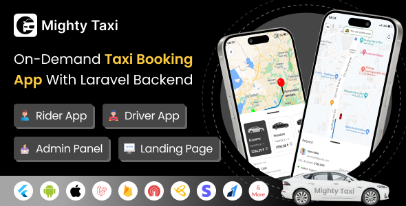 Taxi – Flutter Online Taxi Booking Full Solution with Bidding | User | Driver | Admin Laravel Panel 19.0