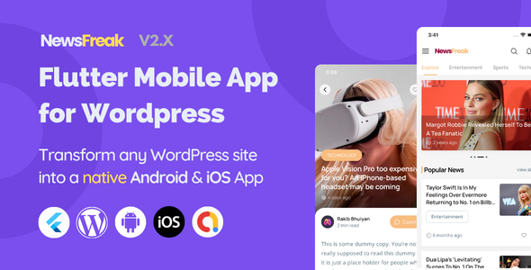 Newsfreak – Flutter Mobile App for WordPress 2.2.2
