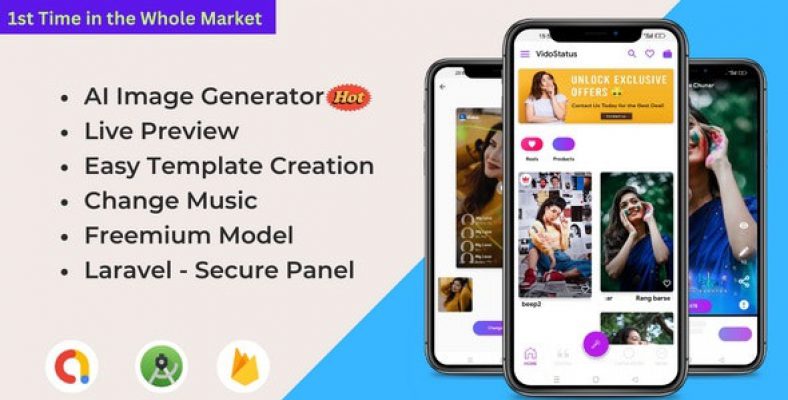 VidoStatus – AI Image Generator & Video Status Maker, Status Saver, Quotes Creator, Admob Ads