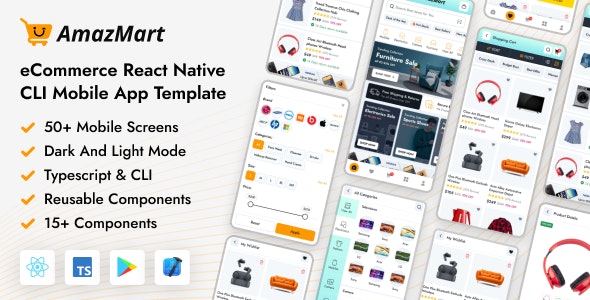 AmazMart – React Native CLI eCommerce Mobile App Template 1.1