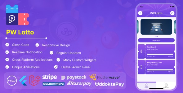 PW Lotto – Complete Flutter Lottery Application With Laravel Admin