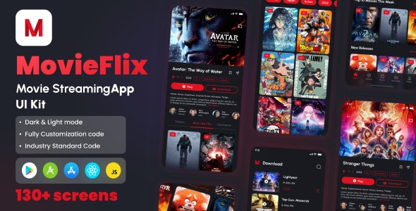 Movieflix – Movie Streaming App React Native CLI Ui Kit