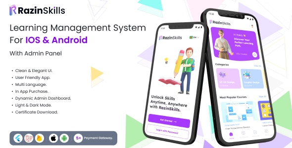 RazinSkills  –  LMS Mobile App with Laravel Admin Panel | Learning Management System