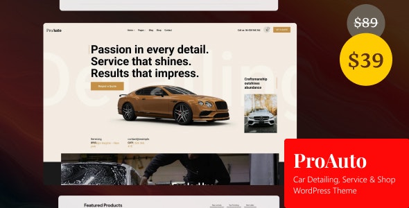 ProAuto – Car Detailing, Service & Shop WordPress Theme 1.3