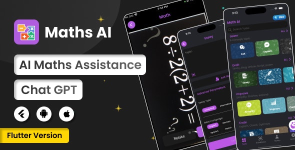 Math AI : ChatGPT | ChatBot | Flutter Android/iOS Full Application | ADMOB | Subscription Plans 1.3