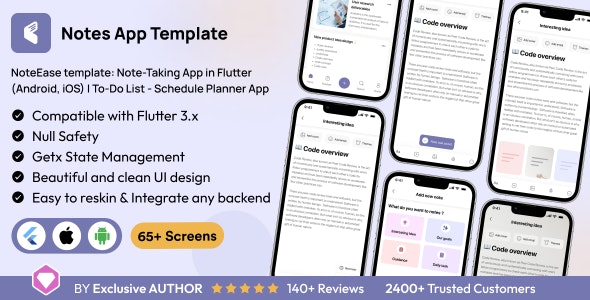 NoteEase template: Note-Taking App in Flutter (Android, iOS) | To-Do List – Schedule Planner App