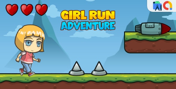 Girl Run Adventure – Runner Game Android Studio Project with AdMob Ads + Ready to Publish