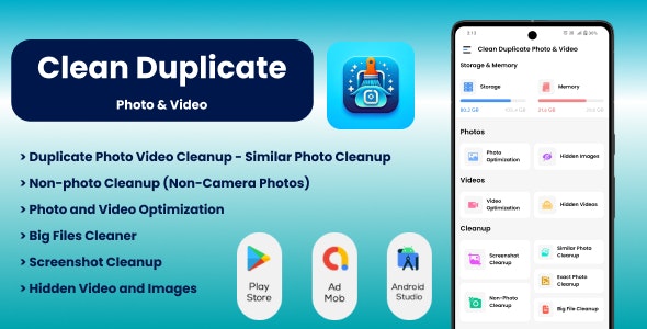 Clean Duplicate Photo & Video – Big File Cleaner – Photo & Video Optimization – Video Compressor