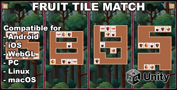 Fruit Tile Match – Unity Puzzle Game For Android, iOS, WebGL. puzznic
