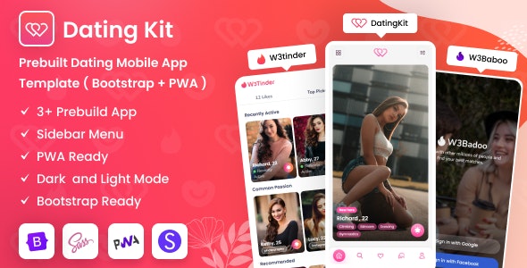 DatingKit – Dating Mobile App Template ( Bootstrap + PWA )
