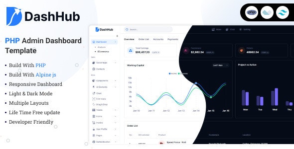 DashHub – PHP  Tailwind CSS Admin Dashboard Template
