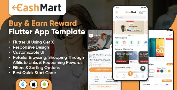 CashMart – Shop & Earn Rewards App Template – Flutter mobile app Template using GetX
