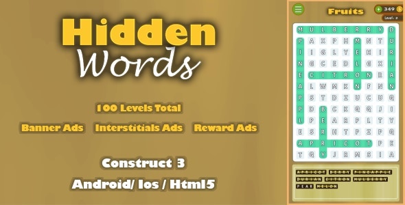 Hidden Words – HTML5 Game (Construct 3)