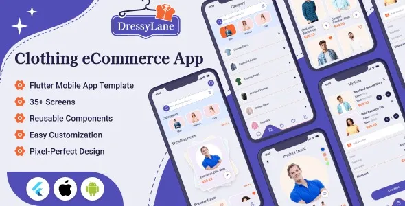 DressyLane – eCommerce Clothing Shop Flutter Mobile App Template | Sell Clothes for Men, Women & Kid