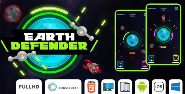 Earth Defender – HTML5 Game (Construct3)