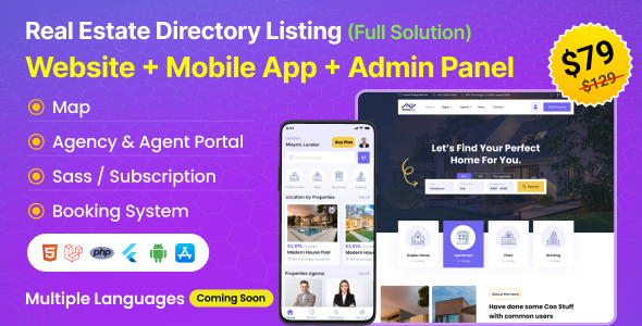 Homeco – Real Estate Directory Listing Laravel Script with Flutter Mobile App (Bundle) 1.2.0
