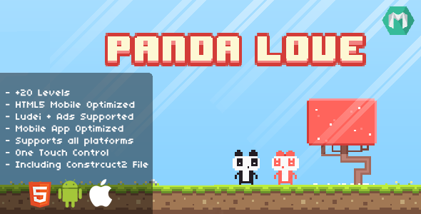 Panda Love – HTML5 Game (Construct 2 & Construct 3)