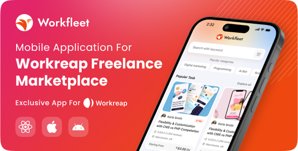 Workfleet – React Native Mobile App for Workreap Theme 1.3