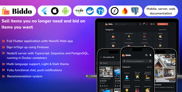 Biddo – Full Flutter auction app with NodeJS server (with chat)
