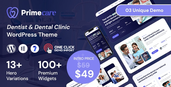 Primecare – Dentist & Dental Clinic WordPress Theme