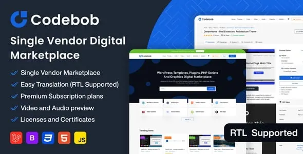 Codebob – Single-Vendor Digital Marketplace 1.3