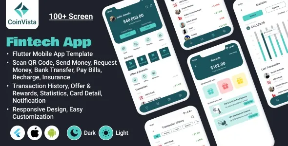 CoinVista – A perfect Fintech App Solution – Flutter Mobile app Template