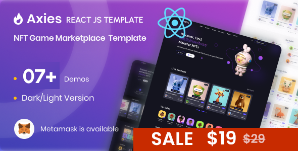 Axies – NFT Marketplace React Js Template