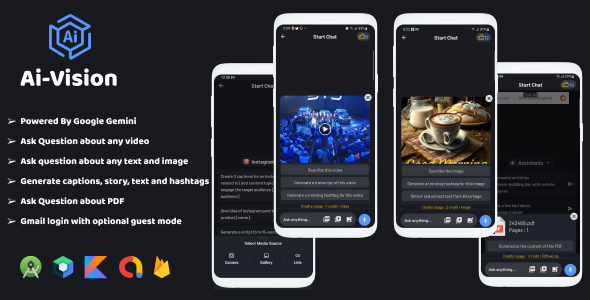 AiVision Powered By Gemini, Video Input, Image Input, Voice Chat, Complete Android App 2.0