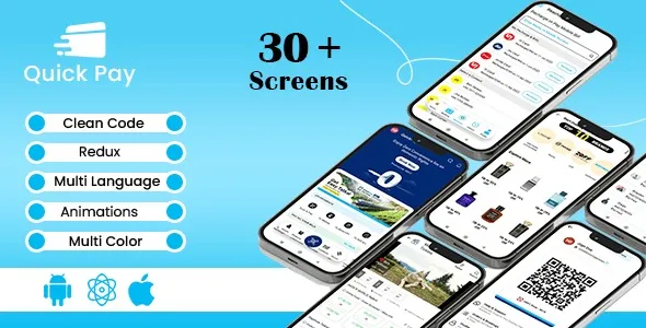 QuickPay – Paytm Clone | Digital Payments l Flights Booking | Movie Booking iOS/Android App Template