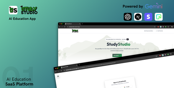 StudyStudio – AI Educational App, Course Helper, Custom AI Tutor Creator SAAS System